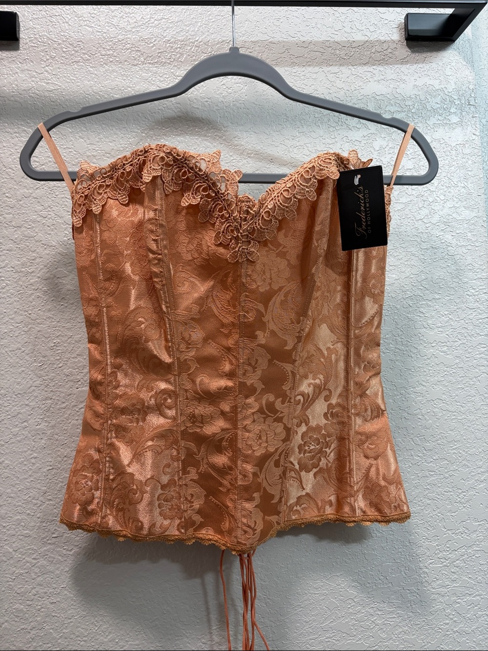 Fredericks of Hollywood Floral Lace-Trim Corset Top